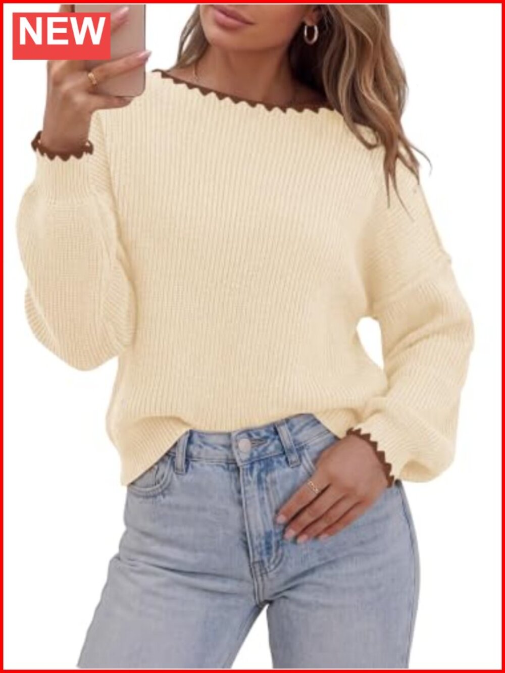 Oversized Ribbed Knit Long Sleeve Pullover Sweater Crew Neck Loose Fit